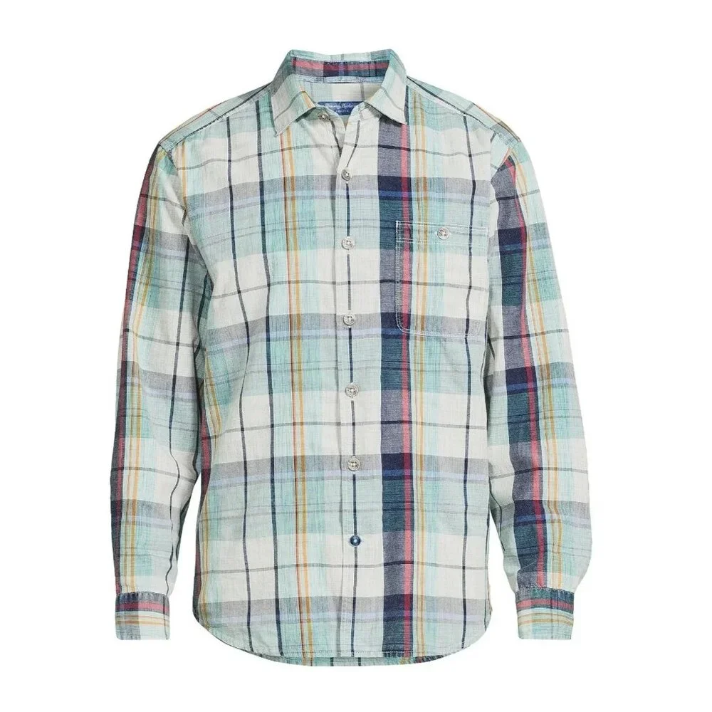 Tommy Bahama Tortola Sunwash Check Plaid Shirt 3XLB Big & Tall Azul Mar Cotton - Picture 12 of 12